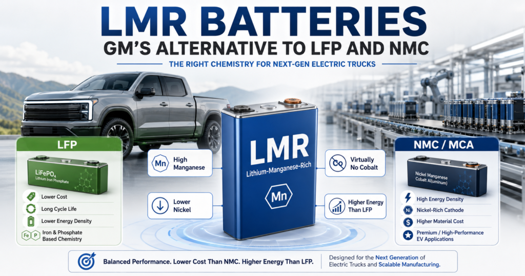LMR batteries compared with LFP and NMC batteries for future electric trucks